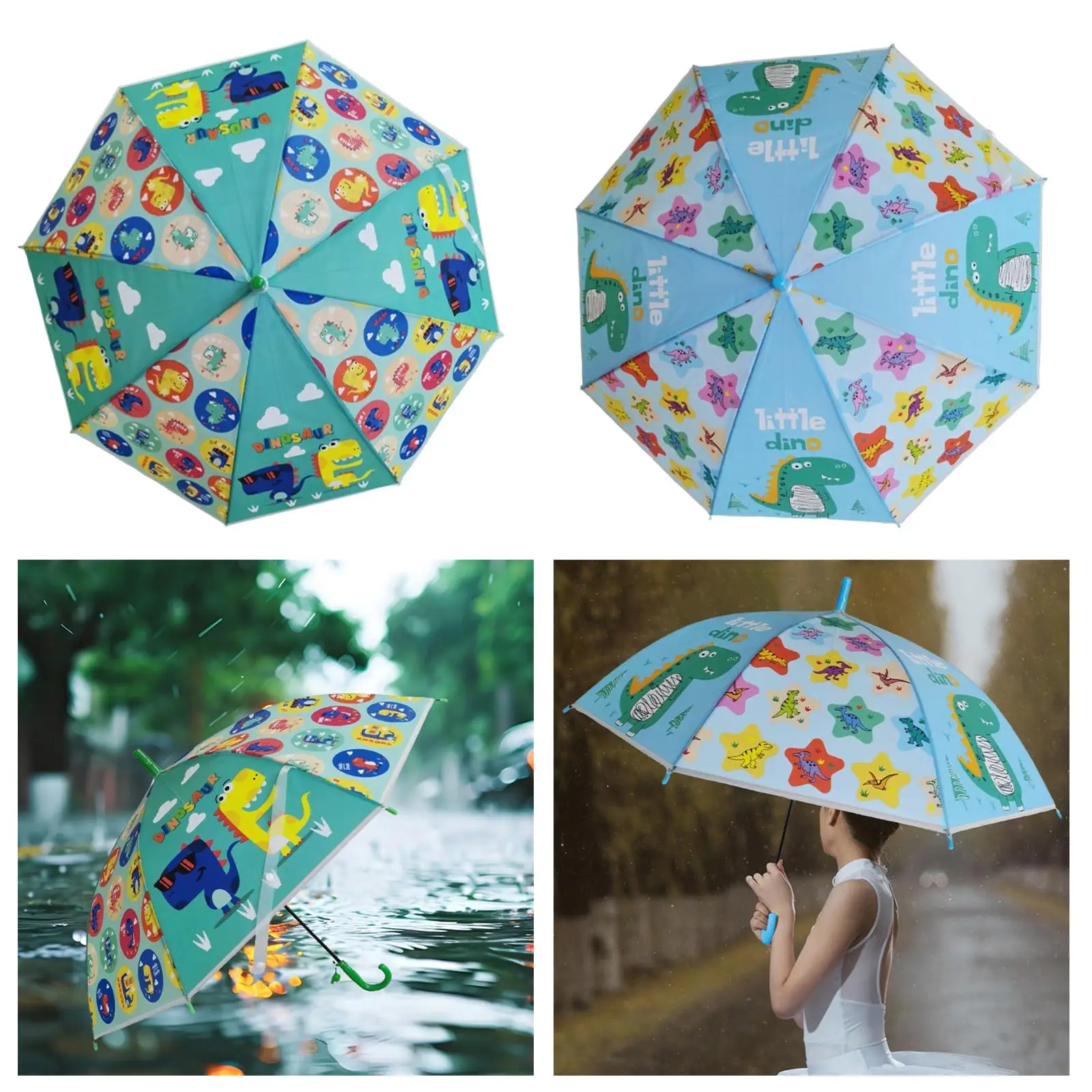 Parasol dziecięcy Cartoon Dinosaur Pattern Parasol dziecięcy Mocny 8-ręczeniowy parasol przeciwdeszczowy Prosty parasol w sztyfcie Parasol podróżny