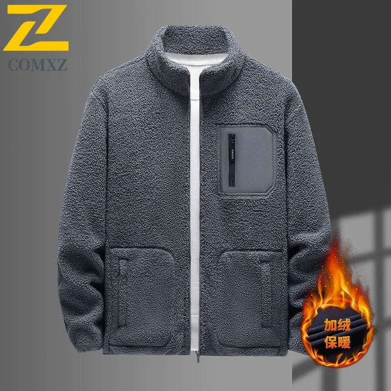 سترة رجالية متعددة الاستخدامات من COMXZ، ياقة واقفة ممتازة، معطف مريح كاجوال للأعمال، تصميم بلون سادة، ملابس خريفية متينة للسفر #1