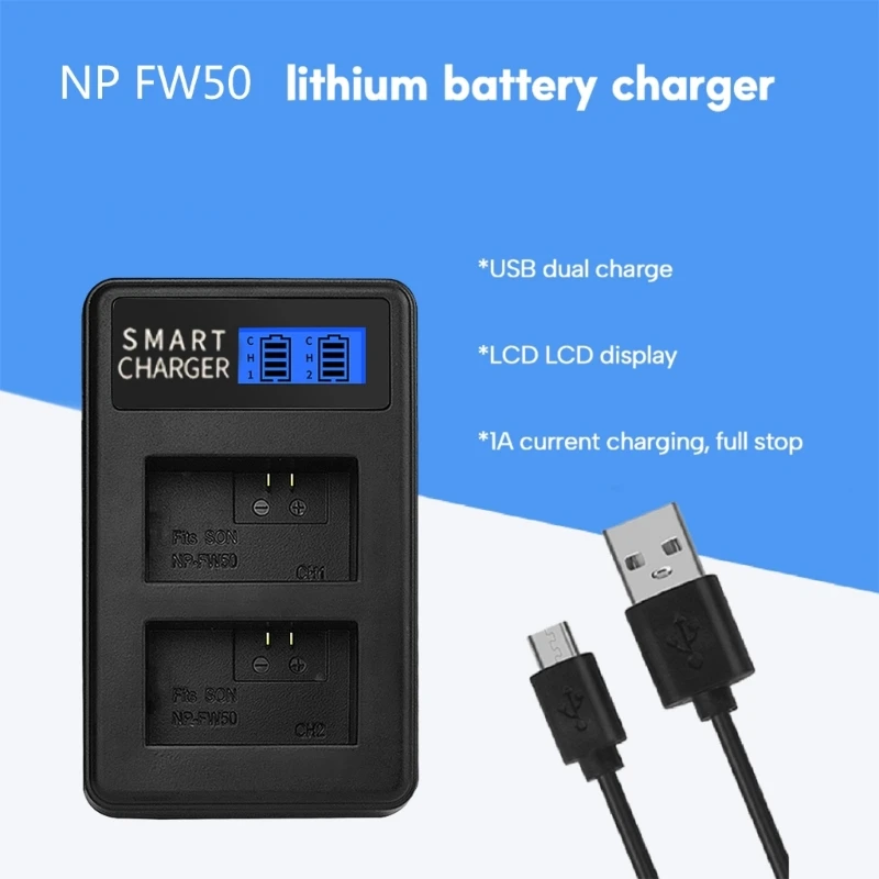 Battery LCD Micro USB Reliable Charging Accessory for 6000, 5000, ILCE6000, Battery Charging Base