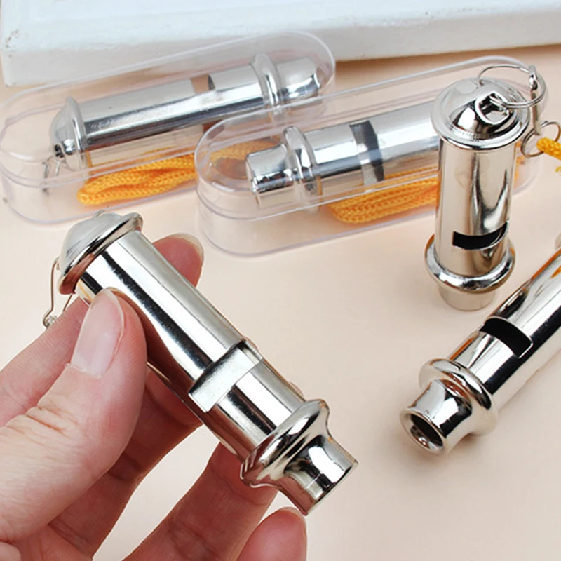 Metal Referee Whistle With Lanyard Neck Rope Cord Emergency Security OutdoorTrainning Whistle 1PC