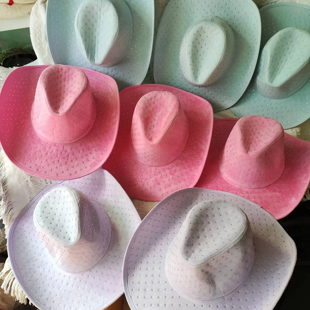Western Cowboy Hat Rhinestone Denim Men\'s Hat Unisex Fashion Large Brim Cowboy Hat Knight Party Travel Hat 2024