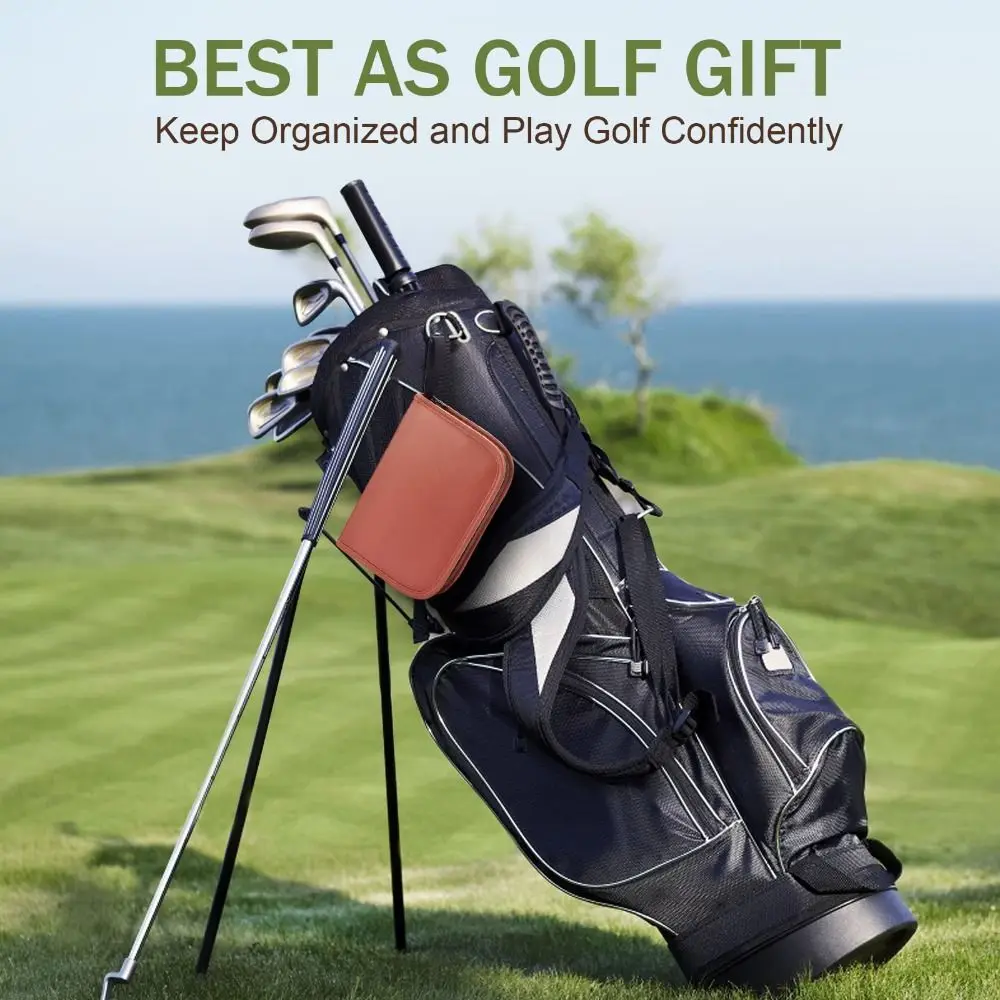 PU Leather Golf Tool Storage Bag Large Capcaity Multifunctional Golf Accessories Case Waterproof Golf Tool Organizer