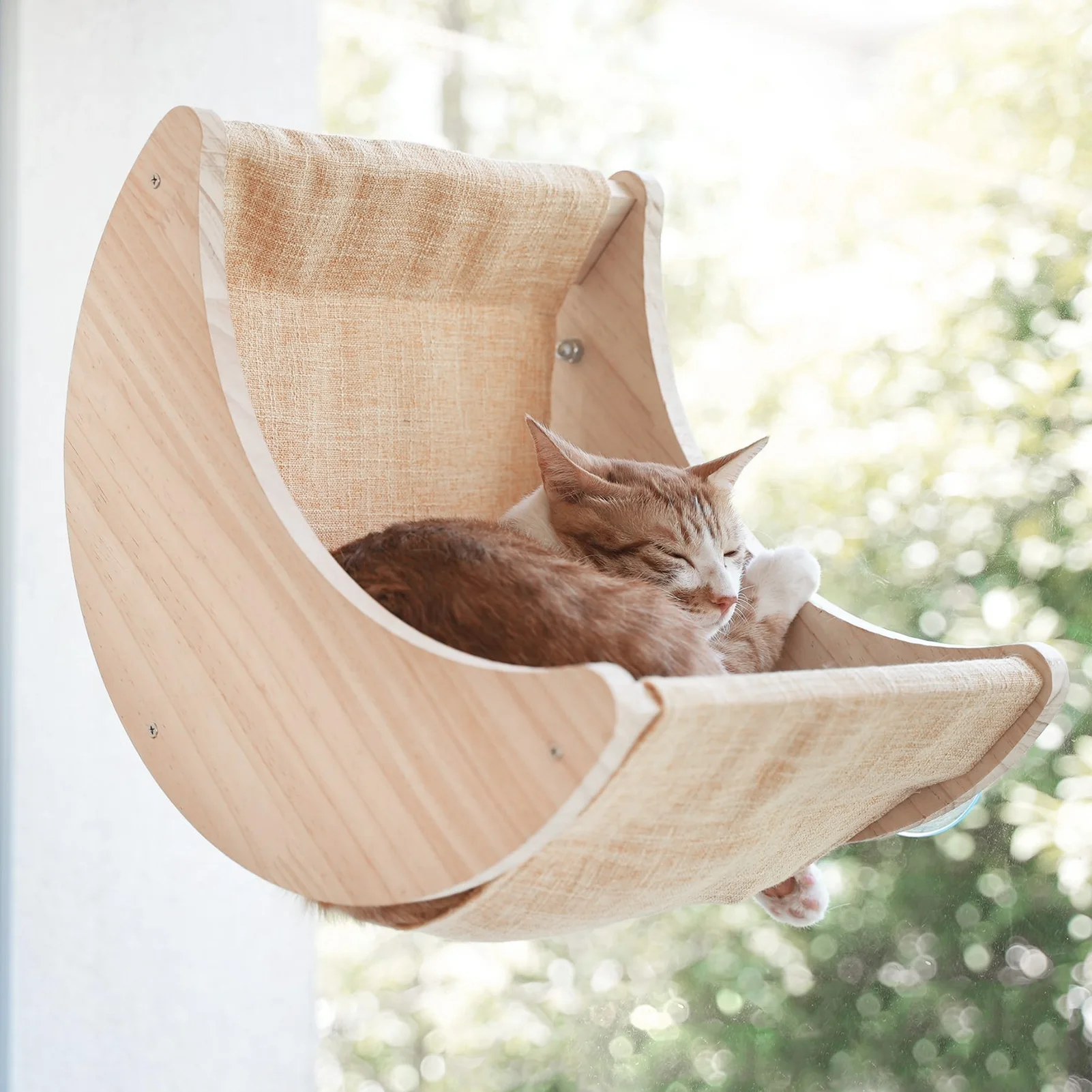 

Cat Window Bed with Strong Suction Cup Pine Wood Comfortable Easy to Install Window Mounted Cat Perch Cat Window Hammock