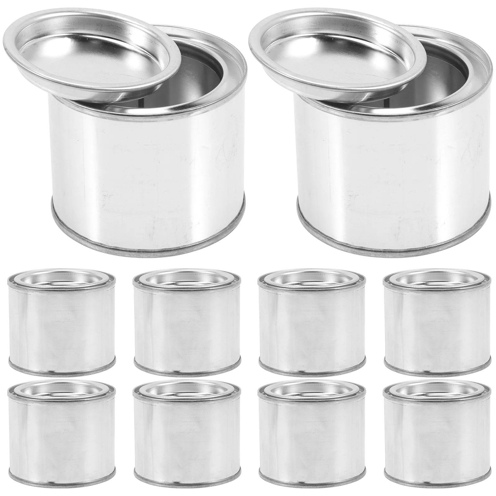 

10 Pcs Pigment Sealing Container Multipurpose Metal Can Oil Paint Bucket Handheld Round Leftover Storage Containers Iron