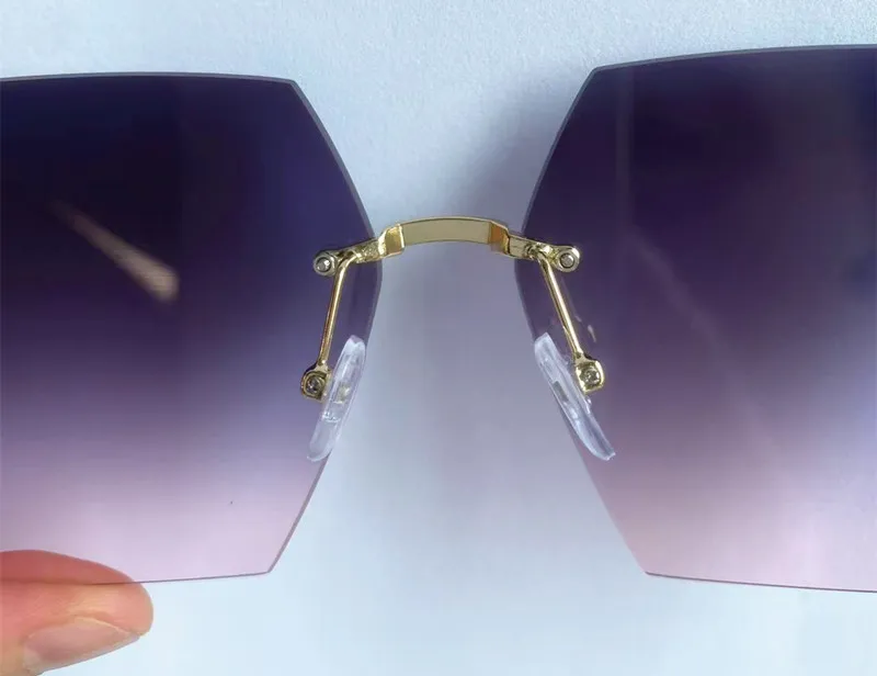 NEUE Sonnenbrille für Damen, Randlos, UV-Schutz, Eckige Brille mit Farbverlauf-Gläsern, Google-Legierungs-Bügel, Sonnenbrille – Detail 13