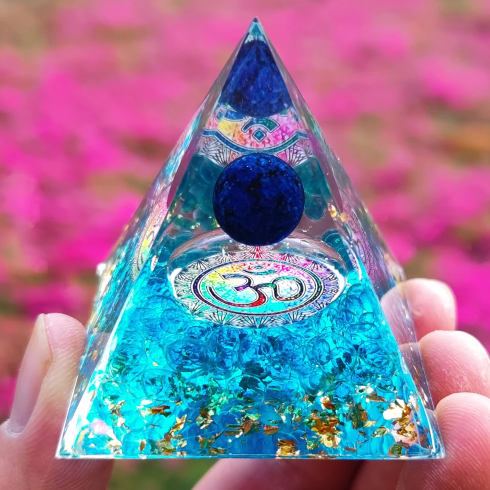 Energy Generator Orgone Pyramid Amethyst Peridot Healing Crystal Stone Home Decor Pyramid Ornament Meditation Tool Christmas Gif