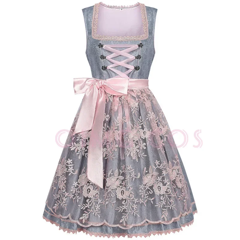 

Halloween Munich Oktoberfest costume Bavarian off print strap shoulder dress maid set Dress