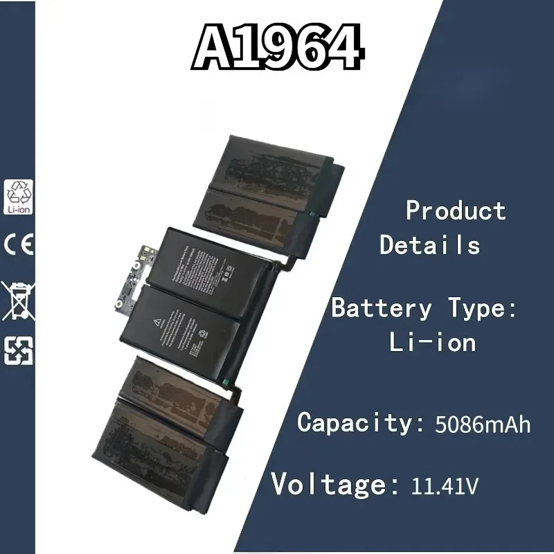 

11.41V 5086mAh A1964 Laptop Battery For Apple MacBook Pro A1989 13" (2018/2019) A2251 (2020)