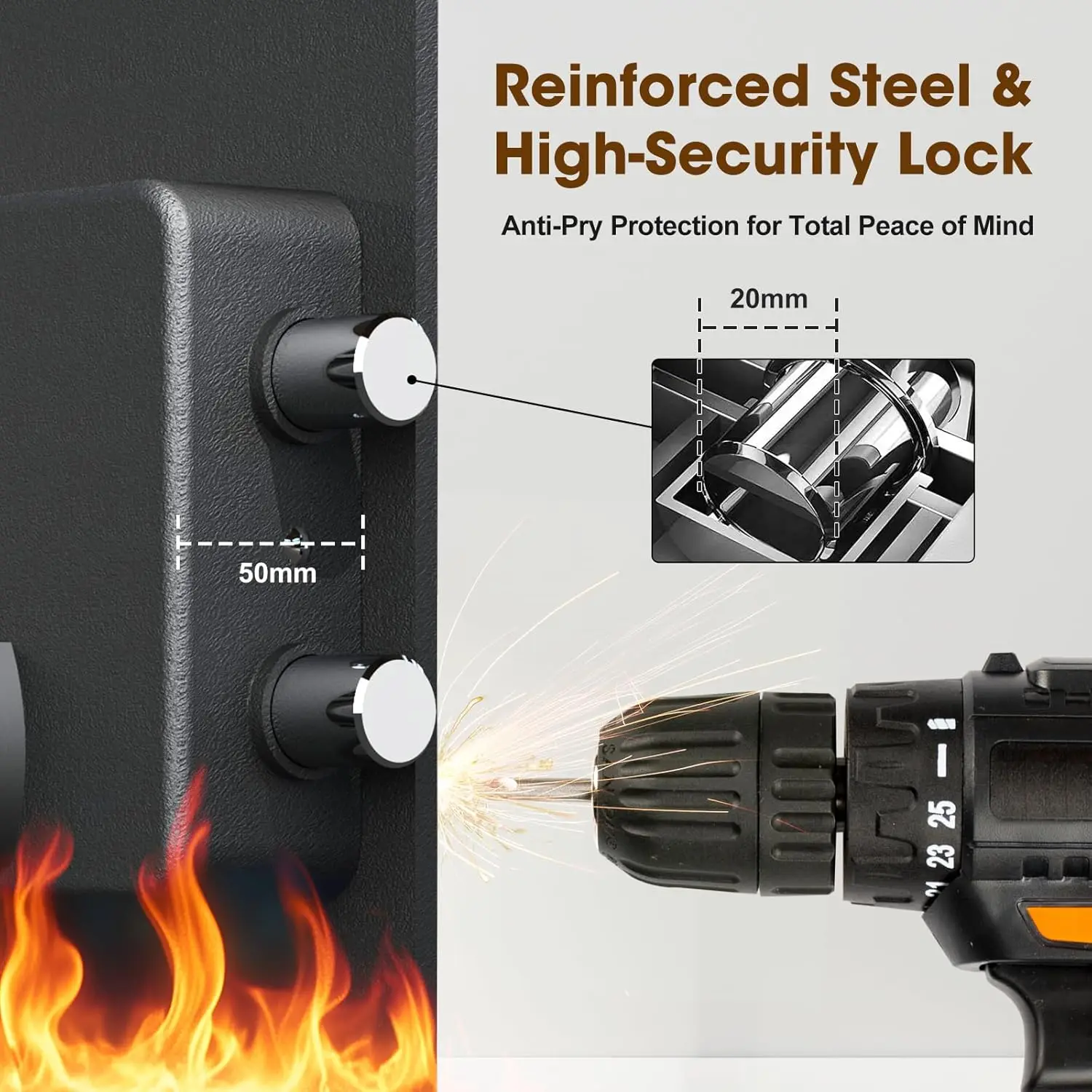 2.3 Cu.Ft. Safe Box for Home, Fireproof Waterproof Security Safe with Fireproof Bag, Dual Passwords, Adjustable Shelf, Anti-Scra