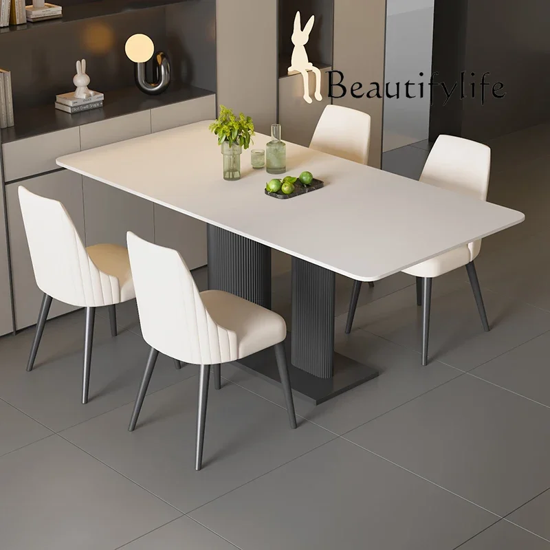 N45 Italian Rock Slab Dining Table Modern Simple Comfortable Adult Romantic Table Designer Reception Muebles Salon Furniture