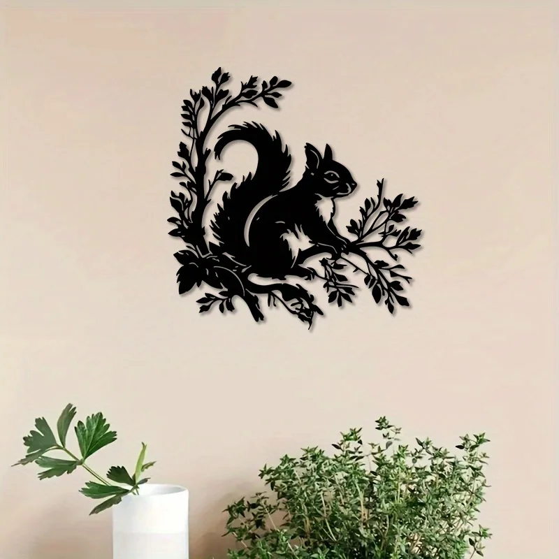 CIFBUY Metal Wall Art Squirrel Bird Sign Iron Craft Sculpture Indoor Outdoor Home Plaque