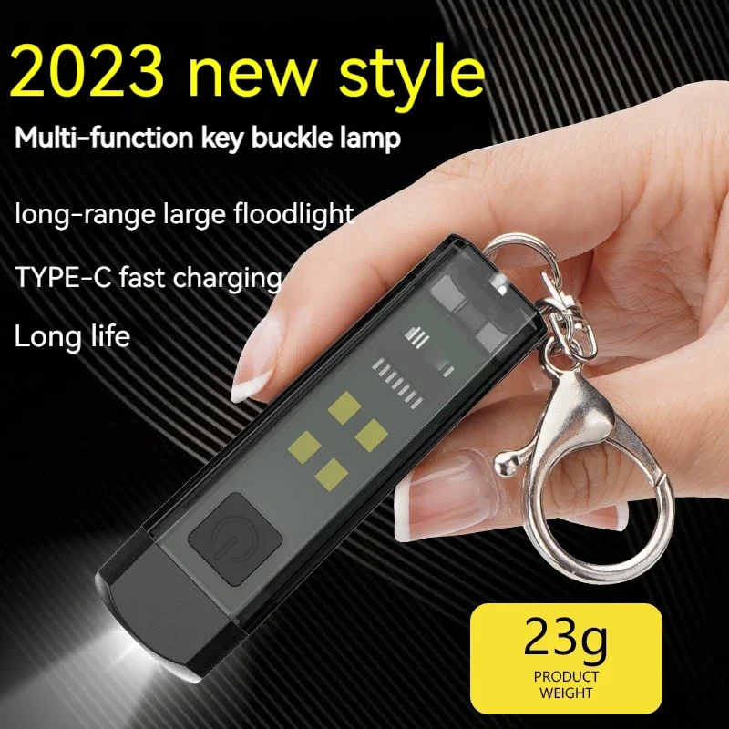 

Multi-function Keychain Light Mini LED Key Torch Lamp Rechargeable 7 Lighting Modes Camping Fishing Strong Small Flashlight