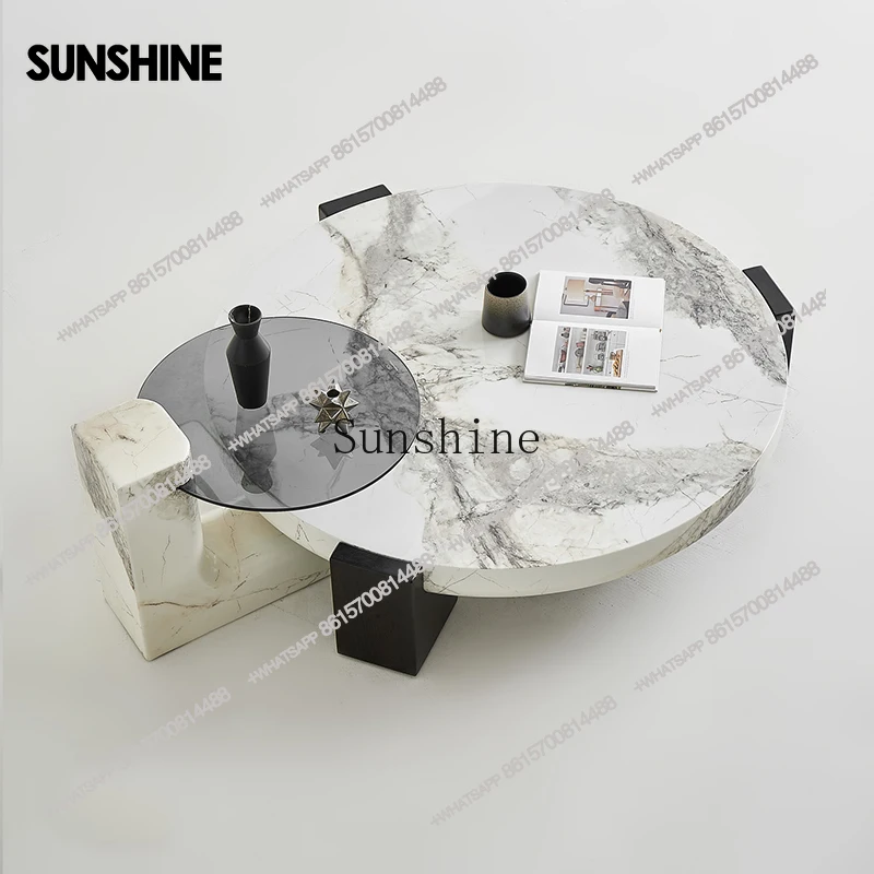Nordic Living Room Coffee Table Luxury Tray Modern Natural Marble Side Tables Round Sets Premium Stolik Kawowy Furniture  FT