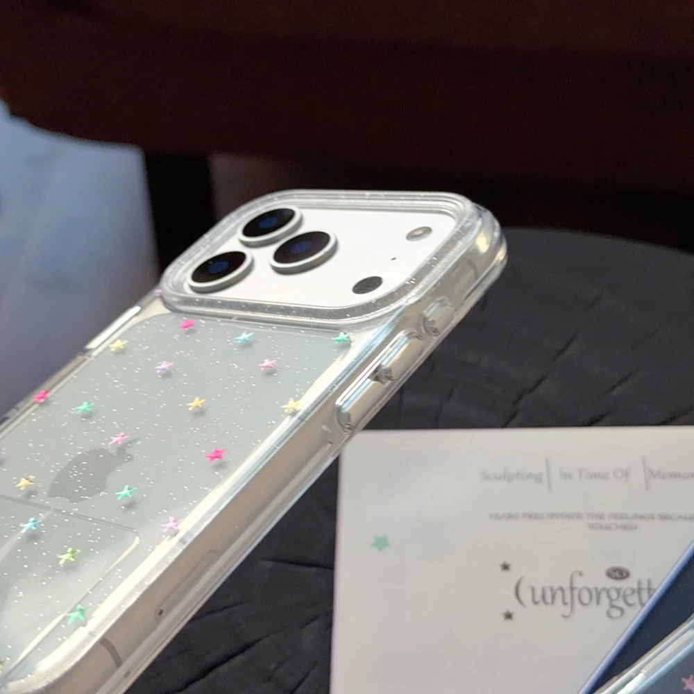 Glitzernde, glänzende Sterne, IMD-Transparente Rückseite für iPhone 17 16 18 Pro Max 13 14 15 Promax, INS-Schutz, stoßfeste Handyhülle – Detail 14