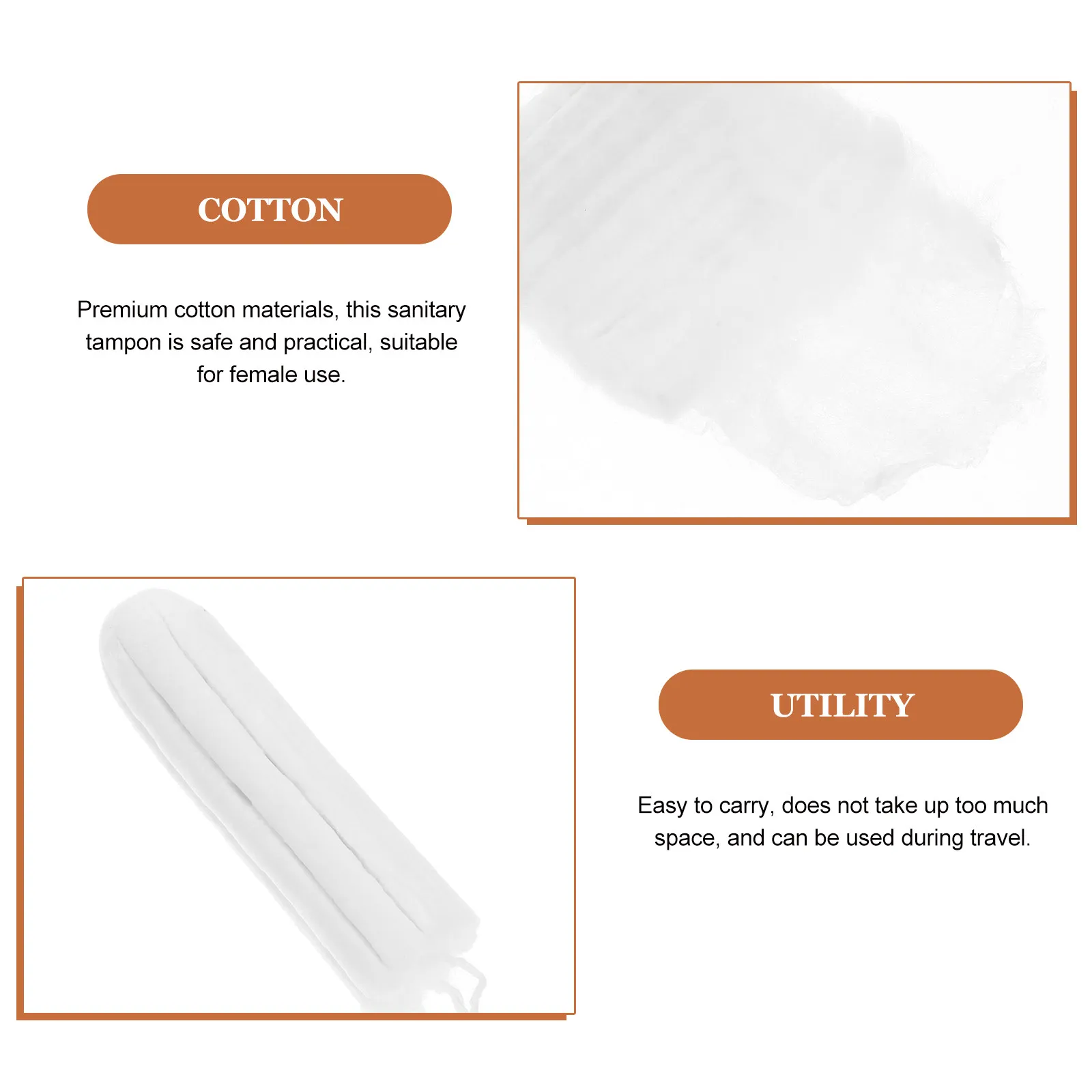 50Pcs Menstrual Tampon Sanitary Tampon Premium Cotton Finger Push- Odor Free Moisture Wicking Travel Ready Women