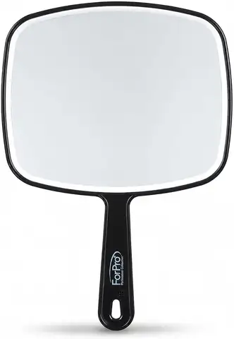 Premium Handheld Mirror with Handle for Salon and Home Use, Black, 9.6 in L x 6.3 in W