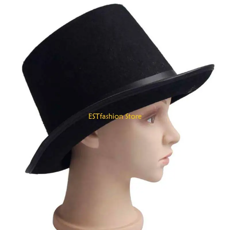 Y5GC Lustige Party Schwarzer Zylinderhut Dress Up Kutschenfahrer Viktorianische Jazzkappe für Erwachsene Kostümparty für