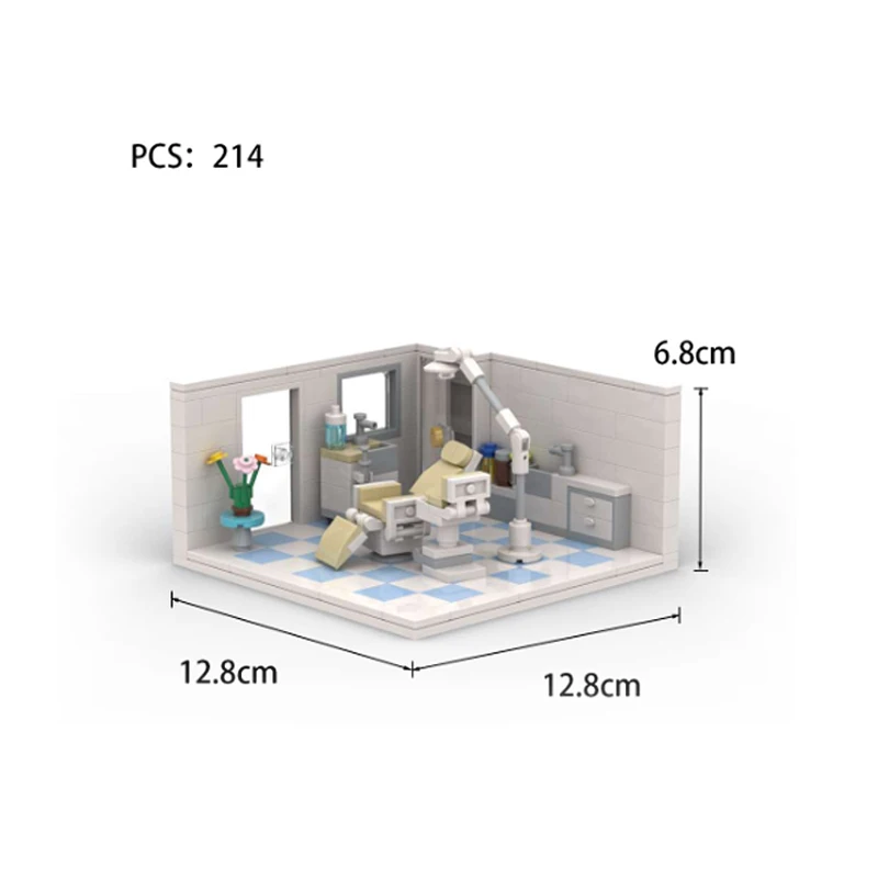 MOC Stad Laboratorium Scène Bouwstenen Street View Kantoortafel Spel Computer Studie Business Hall Chemie Bakstenen Speelgoed Geschenken