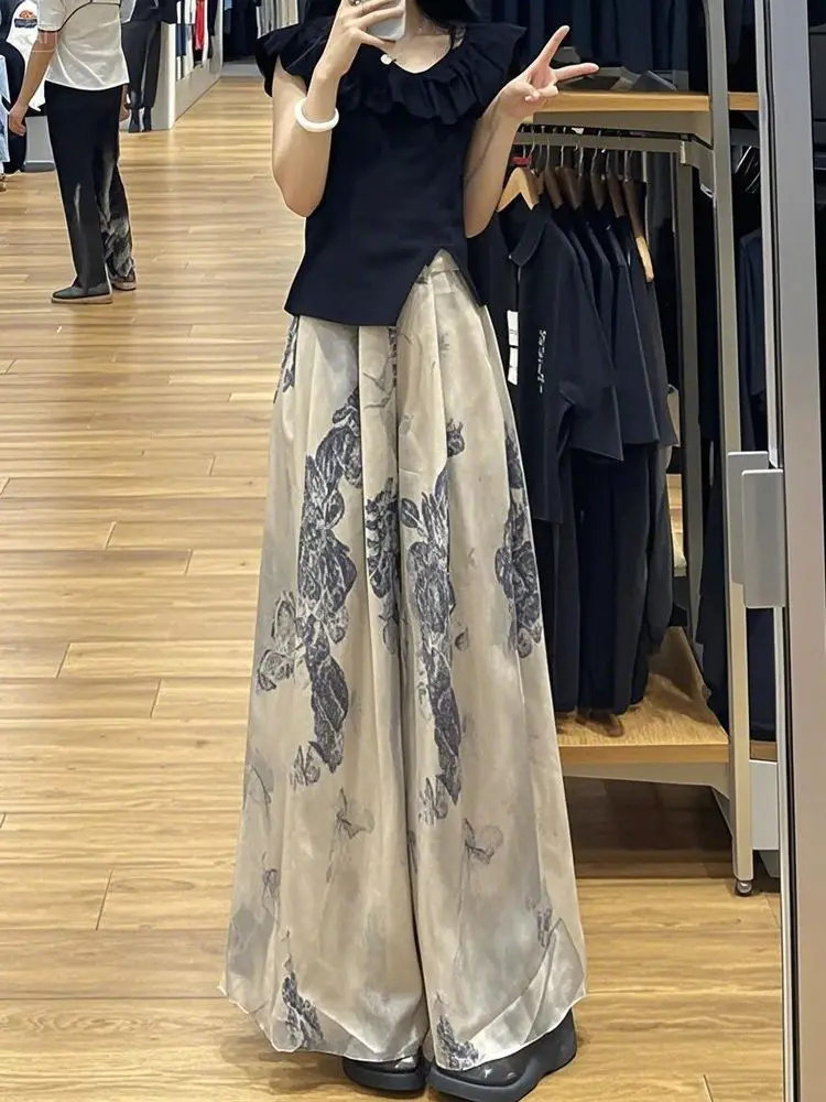 Ice Silk Women Summer Thin Style Slim Casual Straight Nine-point Skirt PantsXQ148