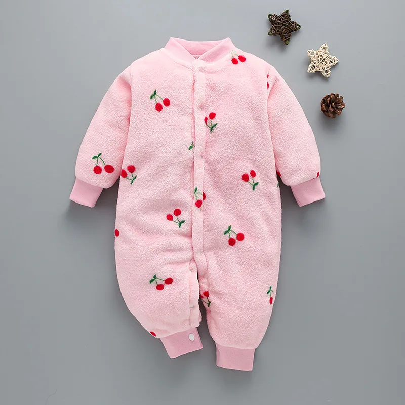 WUDIMIQI New Baby Girl Boy Thick Romper Warm Winter Newborn Infant Baby Dinosaur Fleece Romper Jumpsuit Soft Pajamas Clothes