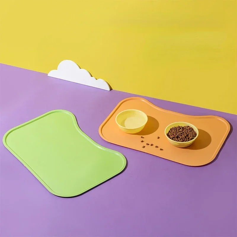 Dog Cat Bowl Food Mat with High Lips Silicone Non-Stick Waterproof Pet Food Feeding Pad Puppy Feeder Tray Water Cushion Placemat