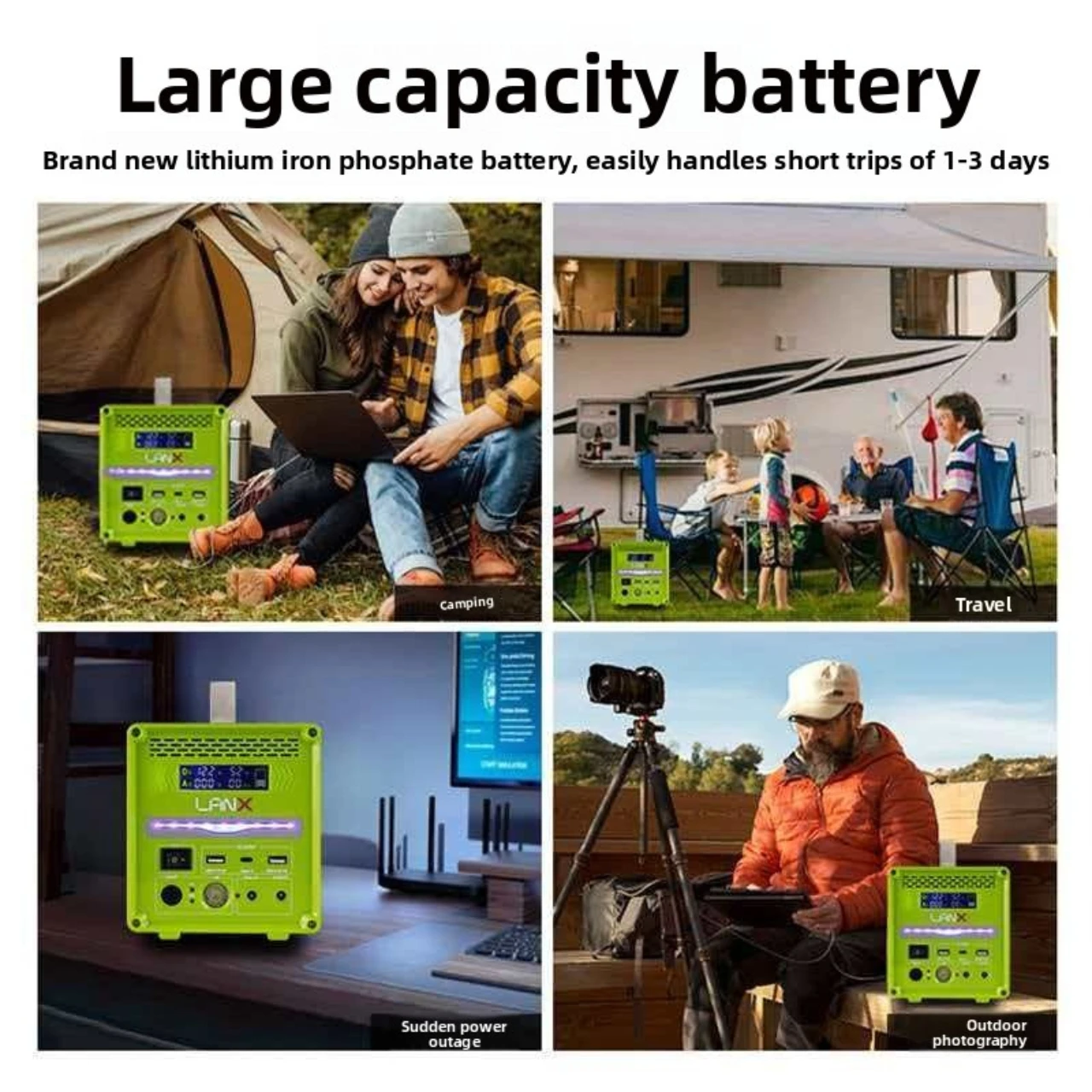 LANX-LC01 Portable Power Station 2016Wh Expandable to 20kWh LFP Battery 2500W Emergency Household / Outdoor Power Supply