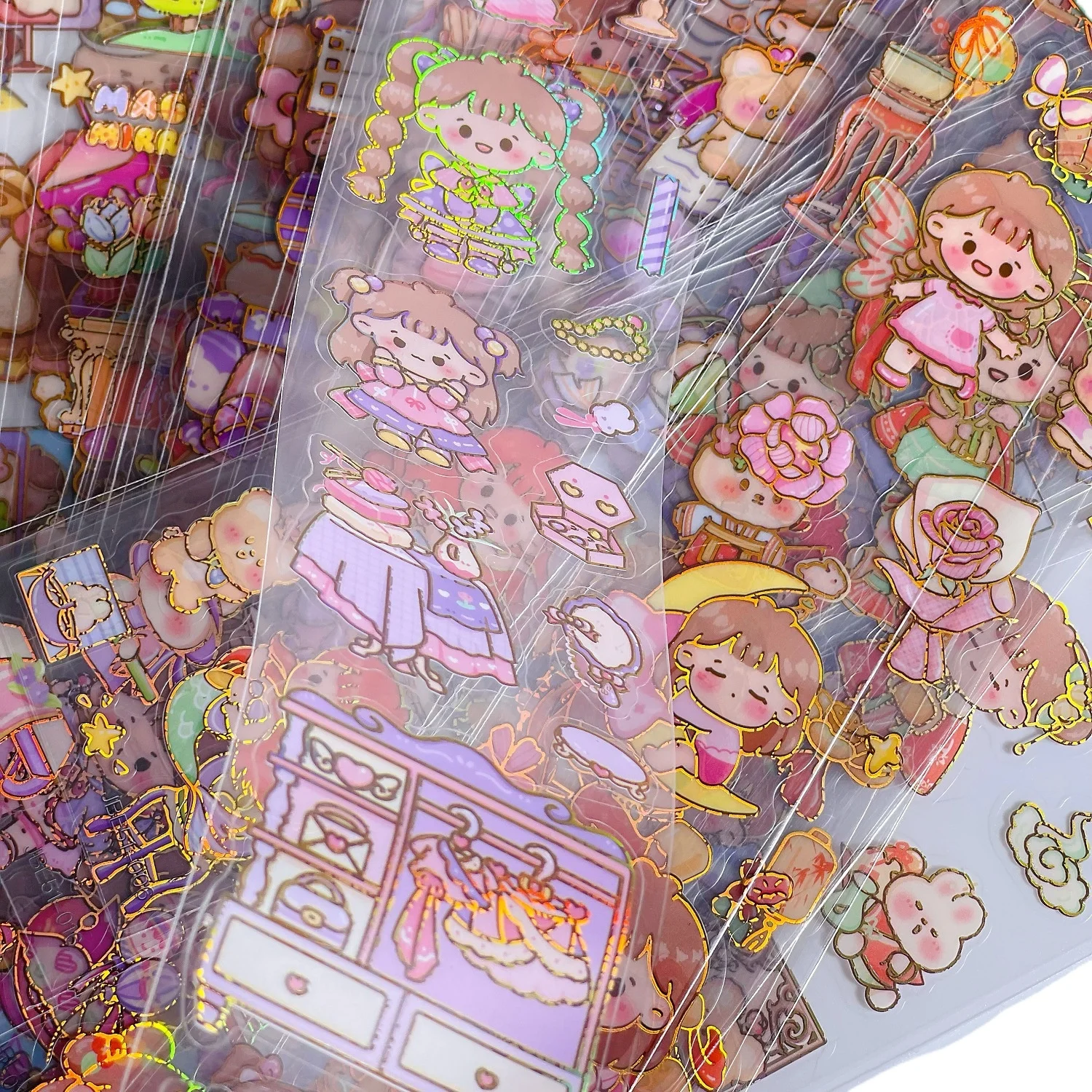 Long Foil Sticker for PET Children Scrapbooking Stickers Wholesale Stationery Supplies Cartoon Cute Journal Stickers Decals