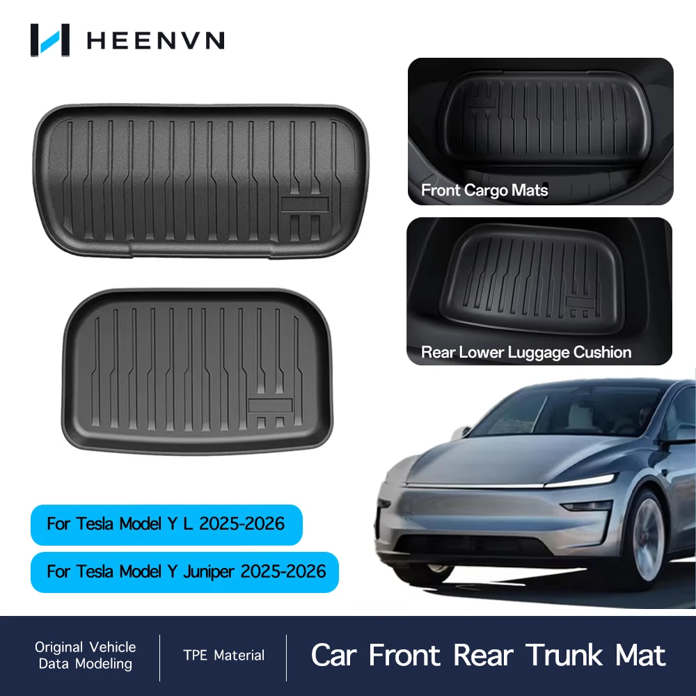 For New Tesla Model Y Juniper 2025 2026 Front & Rear Trunk Mat TPE Waterproof Anti-Slip Full Coverage Mat Interior Accessories