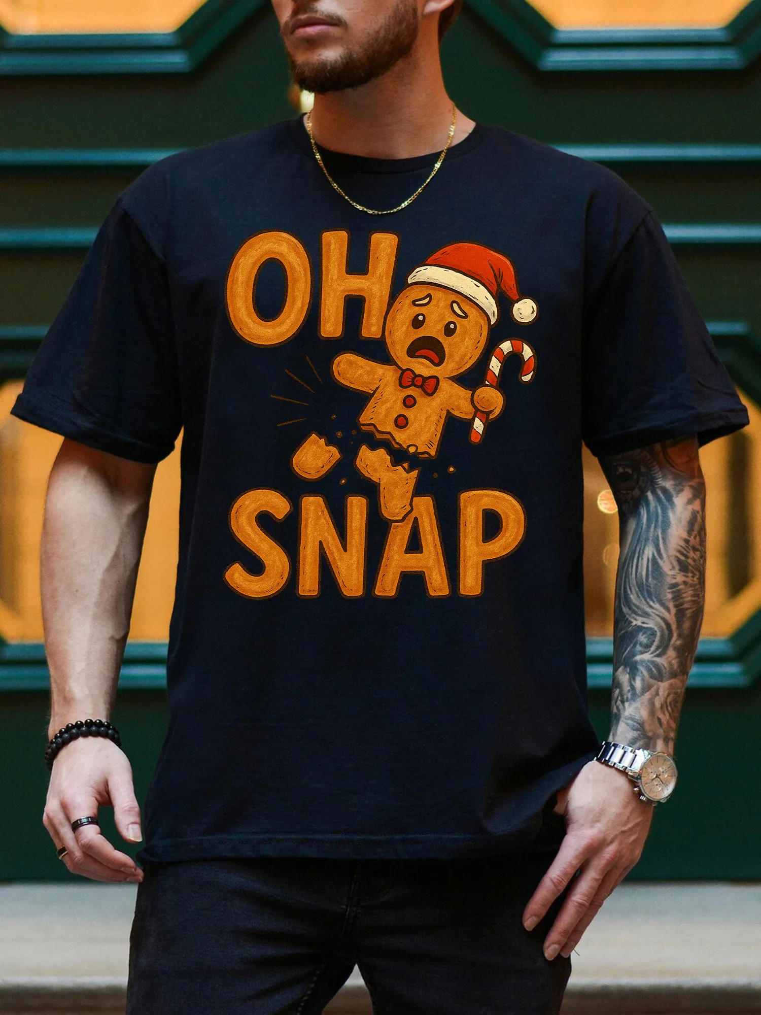 

Мужская повседневная футболка Oh Snap Gingerbread с рисунком — мужские футболки из 100% хлопка, повседневная черная футболка