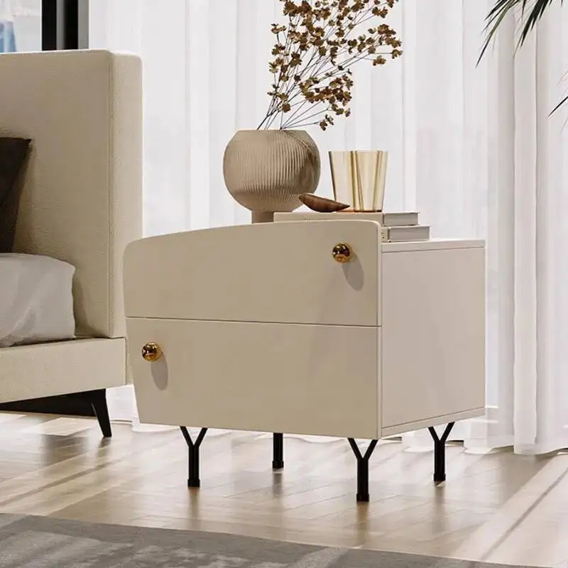 Night Girl White Nightstand Drawers Bedside Nordic Cute Table Trendy Mid Century Space Saving Mesitas De Noche Bedroom Furniture