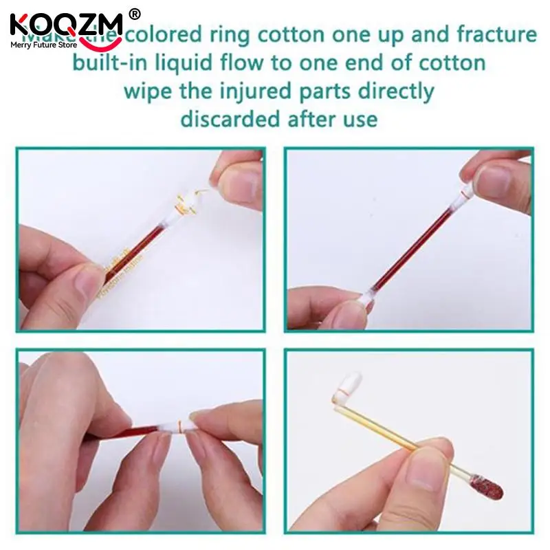 50pcs/lot Medical Alcohol Disposable Emergency Cotton Stick Iodine Swab Disinfected Swab For Children Adults Baby Cotton Swab