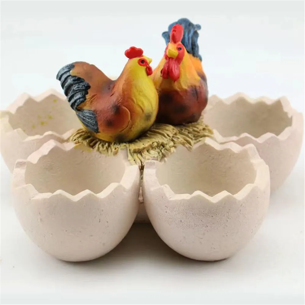 

Creative Eggshell Flower Pot Chicken/Bird Nest Flowerpots 5 Egg House Succulent Planters Henhouse Planter Decorative for Garden