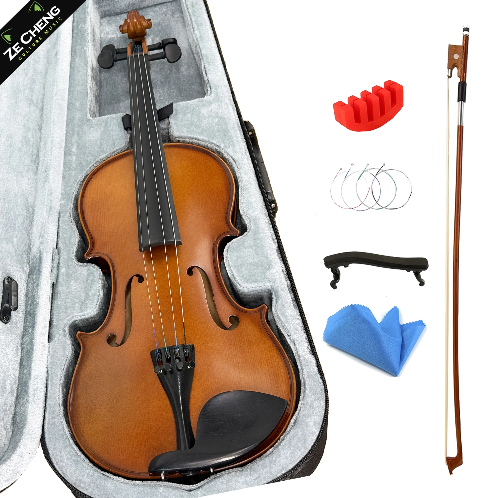 

Handmade 4/4 Violin Student Suitable for beginners Flamed Maple Back/Side - Full Set with Case+Bow+ Shoulder Rest+Strings+Mute