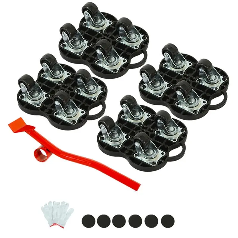 B62B Heavy Duty Moving Tool with 360 Degree Wheel Brake, 4Pcs Furniture Transport Caster for Home, Warehouse, Office