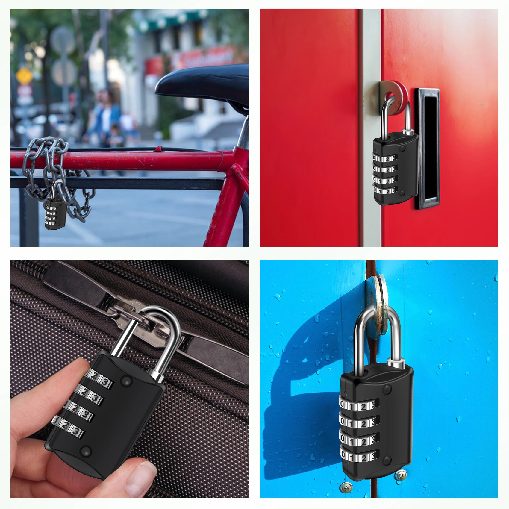 

Combination-Padlock 4-Digit-Gym-Locker-Lock - 4 PCS Resettable Combo Lock For Toolbox School Employee Locker