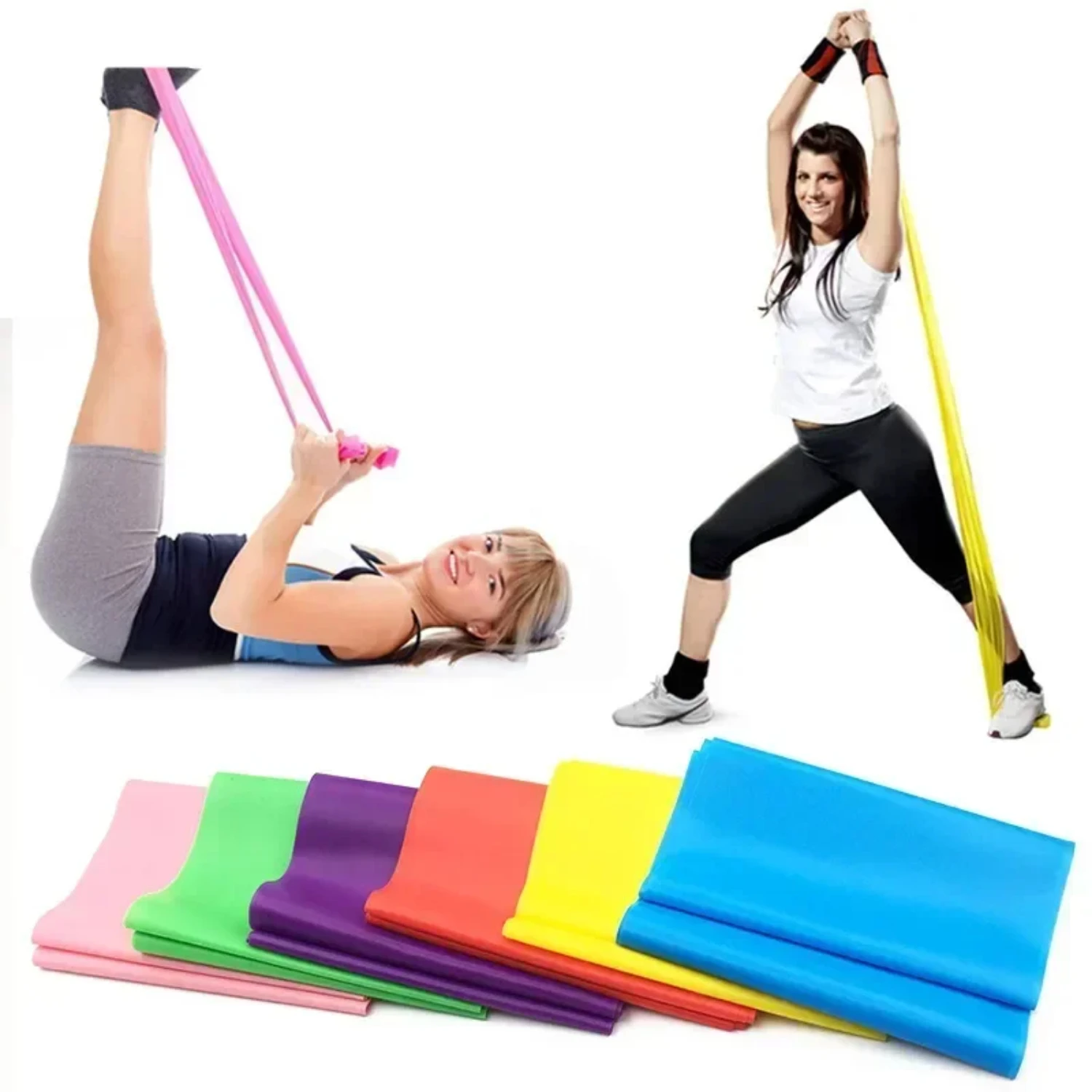 1.2m Elastic Yoga Pilates Rubber Stretch Exercise Band Arm Back Leg Fitness All thickness 0.35mm same resistance