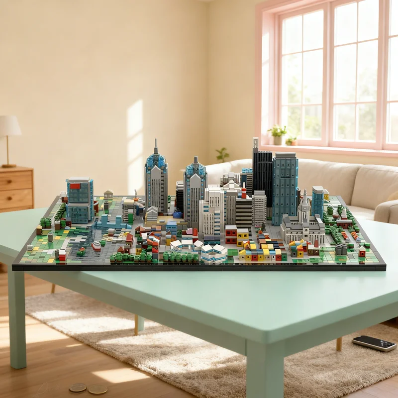 

4575 деталей MOC: Модель архитектурного пейзажа Филадельфии, конструктор, креативный подарок, декор для демонстрации, сборная модель