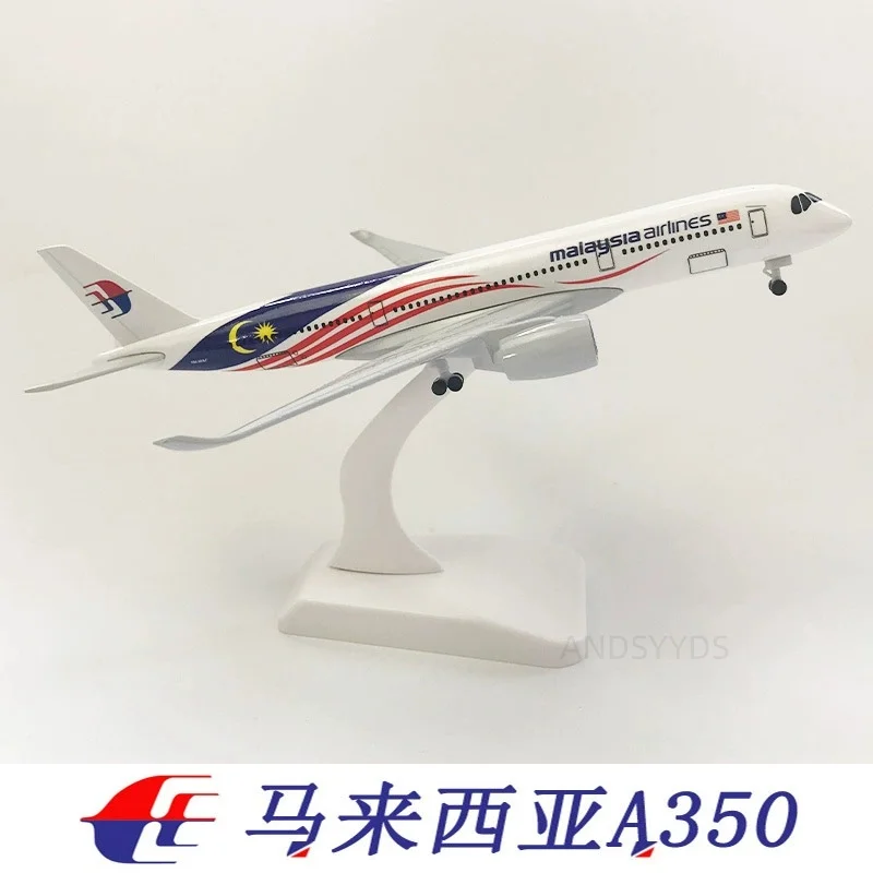 Modèle d'avion A350 Malaysian Airways en alliage métallique moulé sous pression, 20 cm, cadeau, avion miniature A350 pour collectionneur