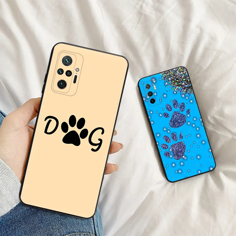 Ultra Thin Matte Silicone Phone Case For Xiaomi Poco X3Pro X4 X5 C61 F3 F4 F5 C40 C50 C51 M5 M4 M3 Cute Dog Paw Print Back Cover