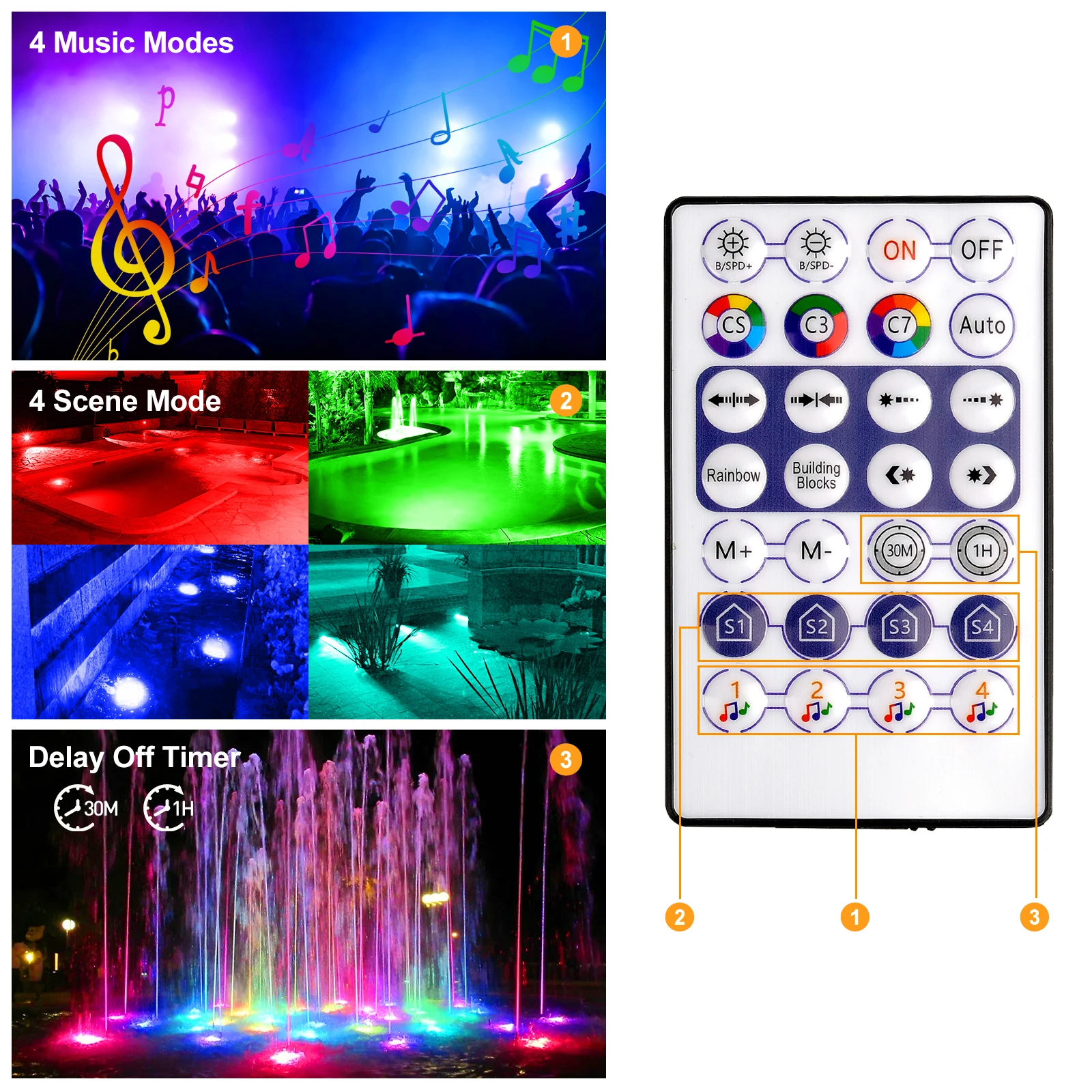 12 LED RGB Underwater Pond Lights IP68 Landscape Fountain Spotlight Bluetooth APP Control for Fish Aquarium Tank Garden Yard