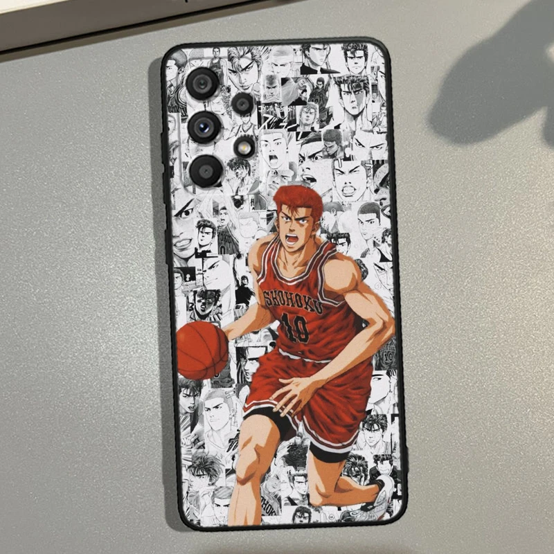 Slam Dunk Hot Anime per Samsung Galaxy A73 A72 A55 A54 A53 A52S A34 A33 A32 A25 A23 custodia morbida nera per telefono