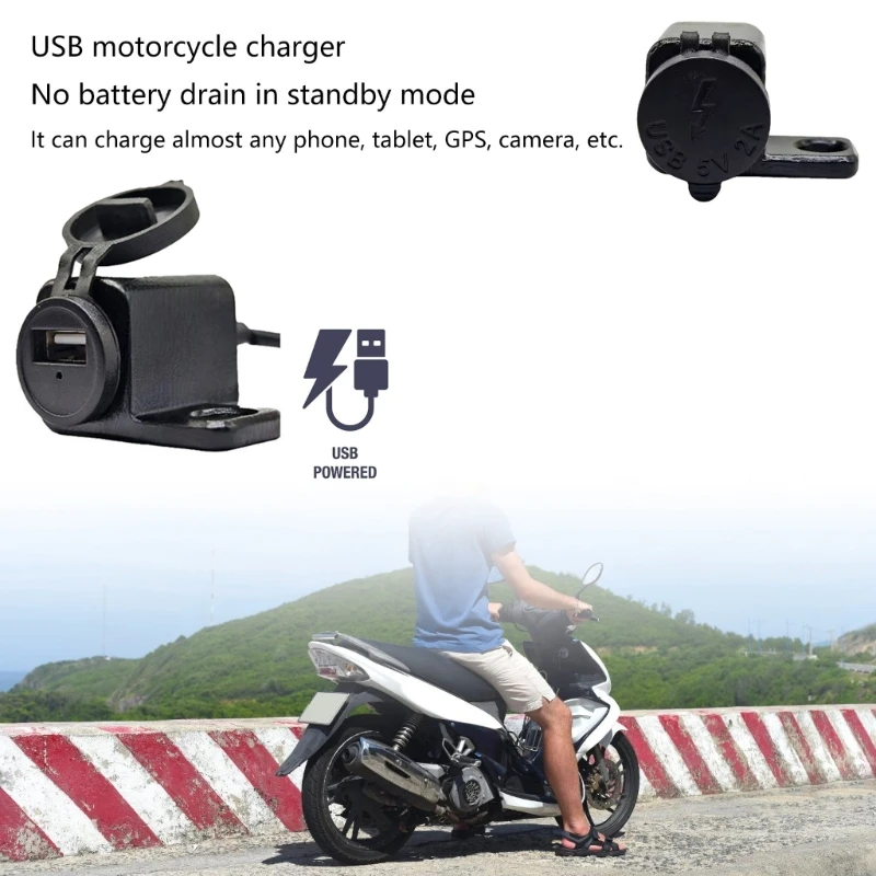 Upgrades Motorcycle USB Charging Port Waterproof USB Charging Port Handlebar Phone Charges for Long Distance Travel