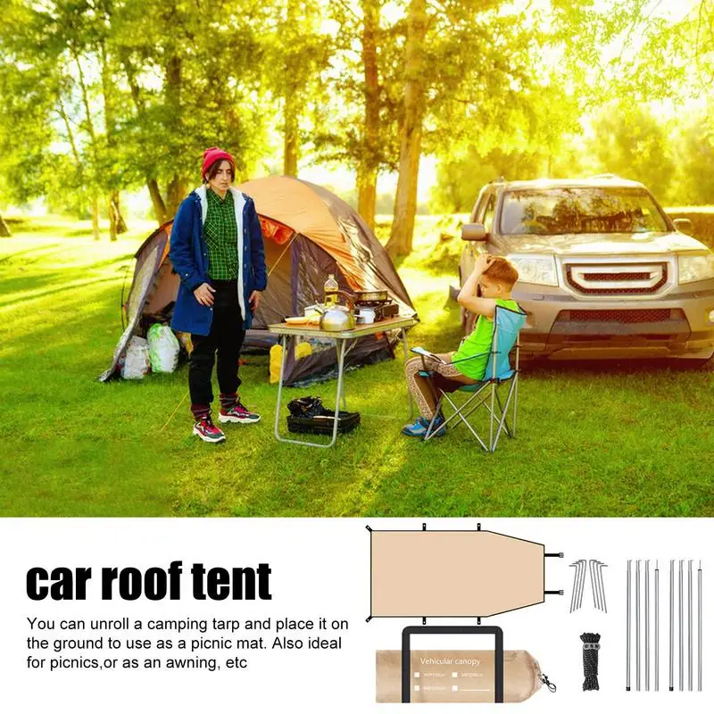 Tailgate Tent For SUV Car Tent Awning Camping Tent Waterproof Canopy Awning Tent SUV Tent Trunk Tent Sun Shade With Stakes &