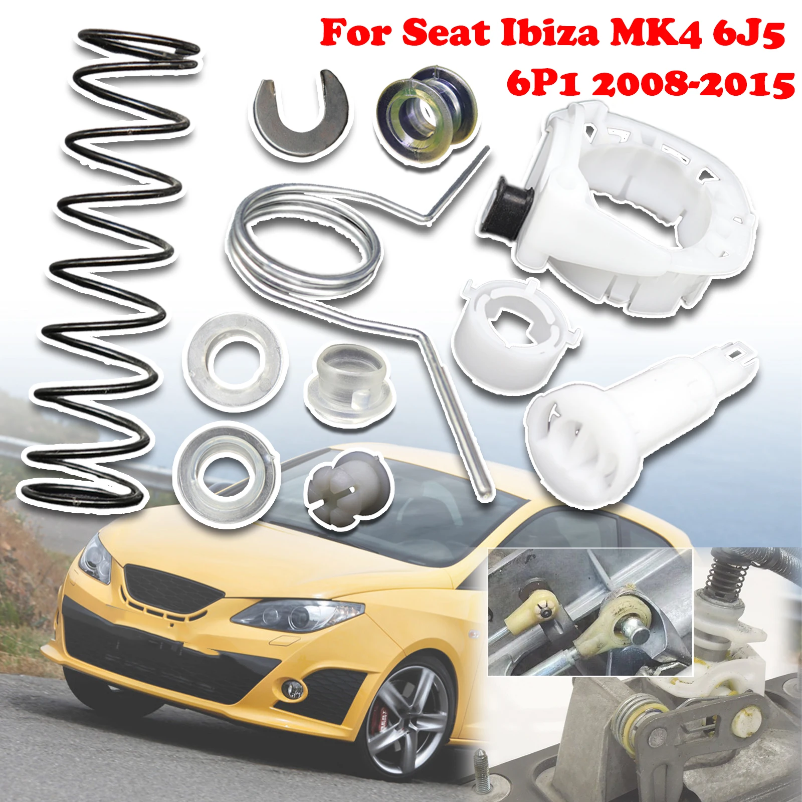 

For Seat Ibiza MK4 6J5, 6P1 Upgrade Manual Gear Shift Bearing Shell Shifter GearBox Lever Spring Bushing Fix 2008 2009 - 2015