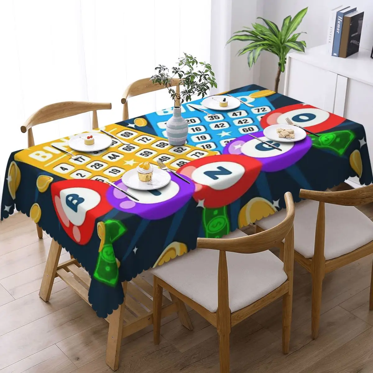 Funny Bingo Game Custom Rectangular Tablecloth Waterproof Table Cover for Festival Party Decorations Table Cloth
