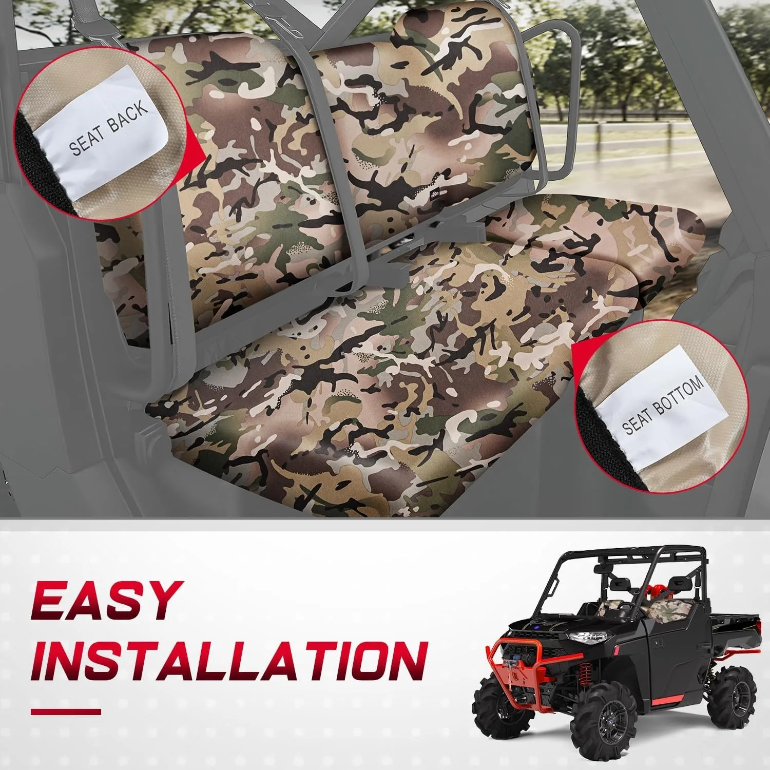 UTV  Cover for Pioneer 1000 1000-5 1000-6 2016-2024 Waterproof Camo Scratch Resistant Front Bench Seat Cover Front Seat Only