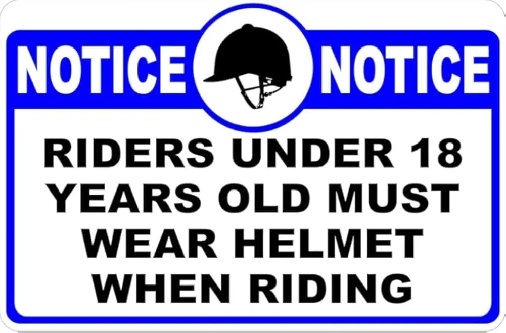 Funny Retro Metal Tin Sign Notice Riders Under 18 Years Old Must Wear Helmet When Riding Tin Signs for Kitchen Home Office  sign