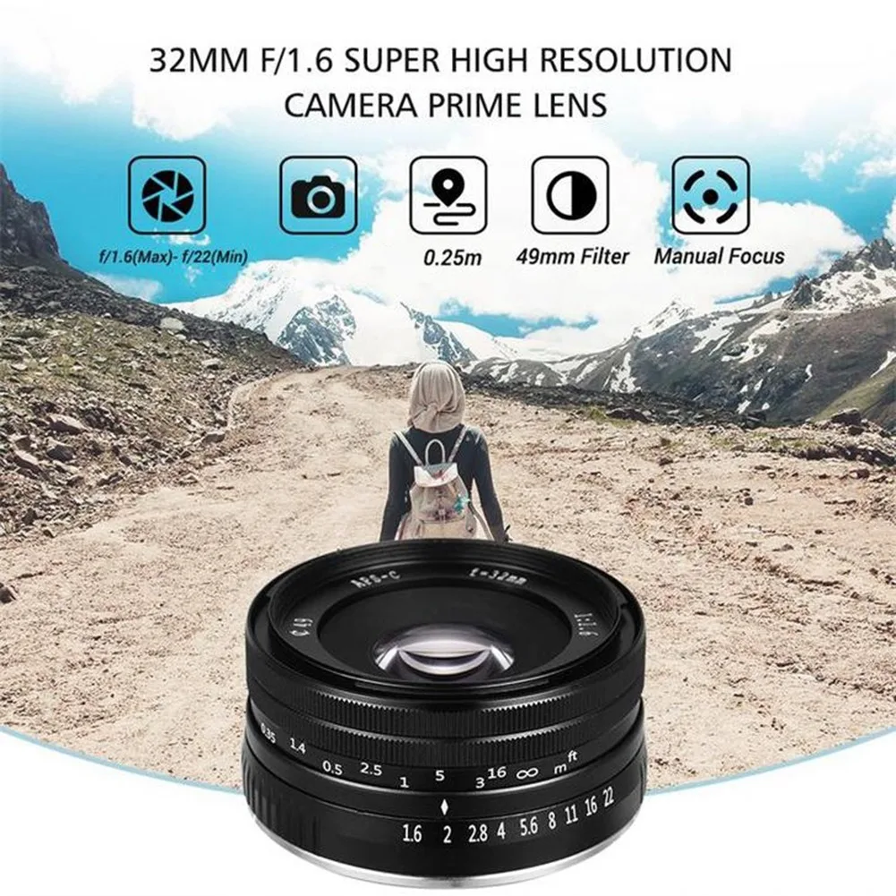 VELEDGE 32MM F1.6 Manual Fixed Focus Lens for Fuji Micro-Single Camera X-T X-PRO X-E Series Camera Lenses