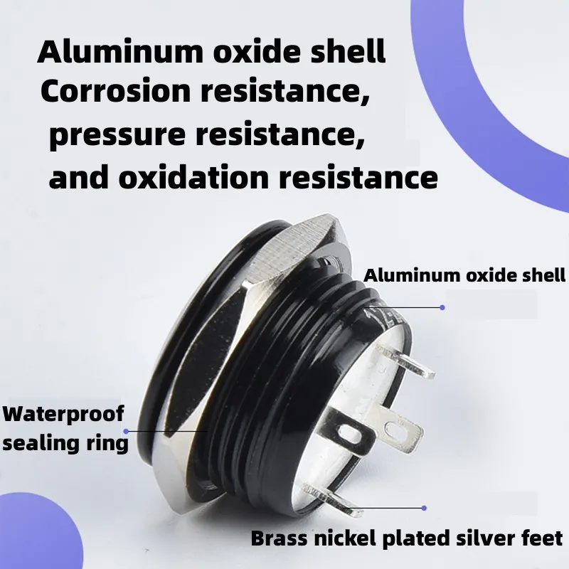 12/16/19//30mm oxidierter schwarzer ultra kurzer Metall knopfsc halter Micro Instant Reset wasserdichtes Netzteil 5 v12v24v1no