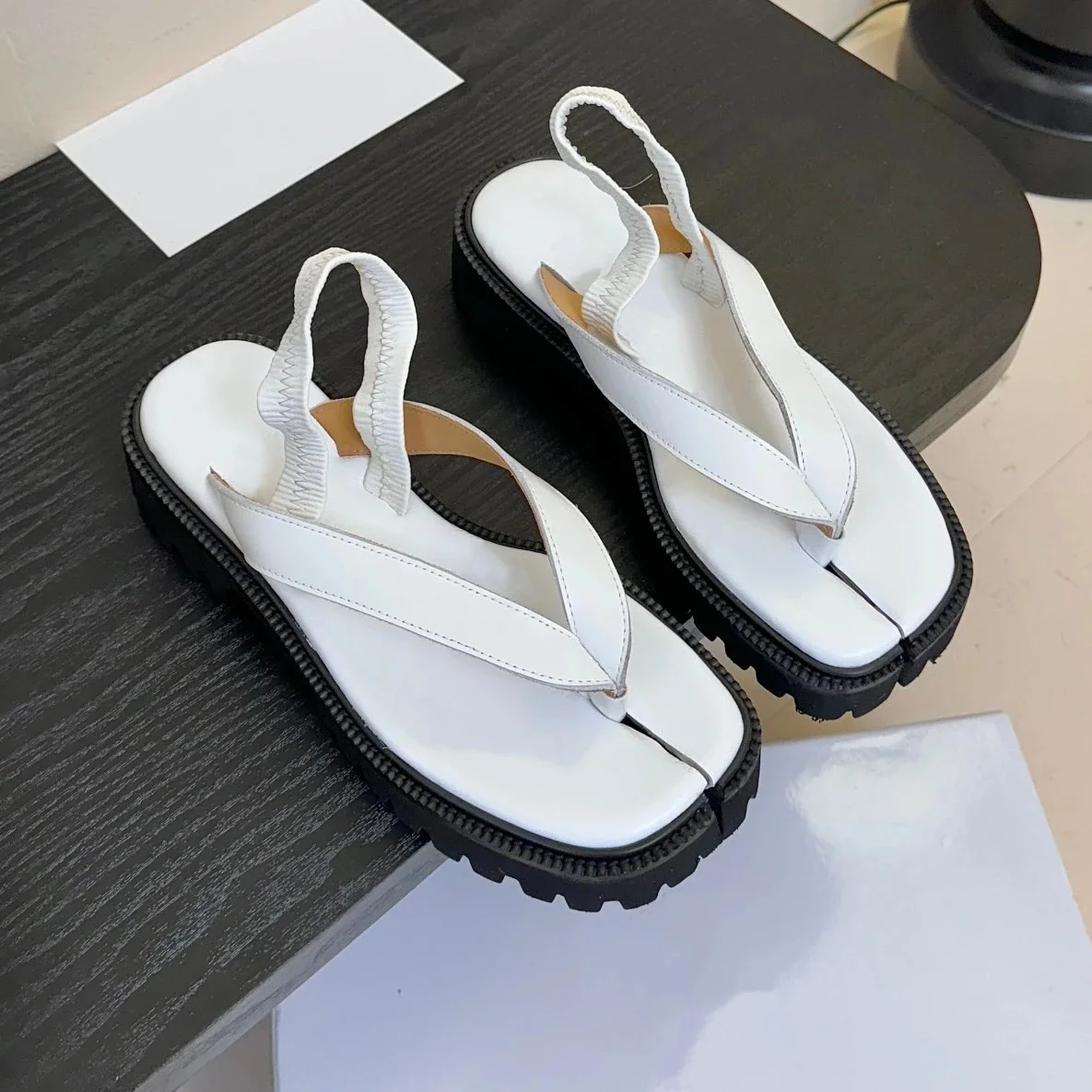 2025 FANGXITING Newest Summer Genuine Leather Thongs Thick Sole Slingback Woman Gladiator Sandals Flip-Flops Mules Beach Shoes